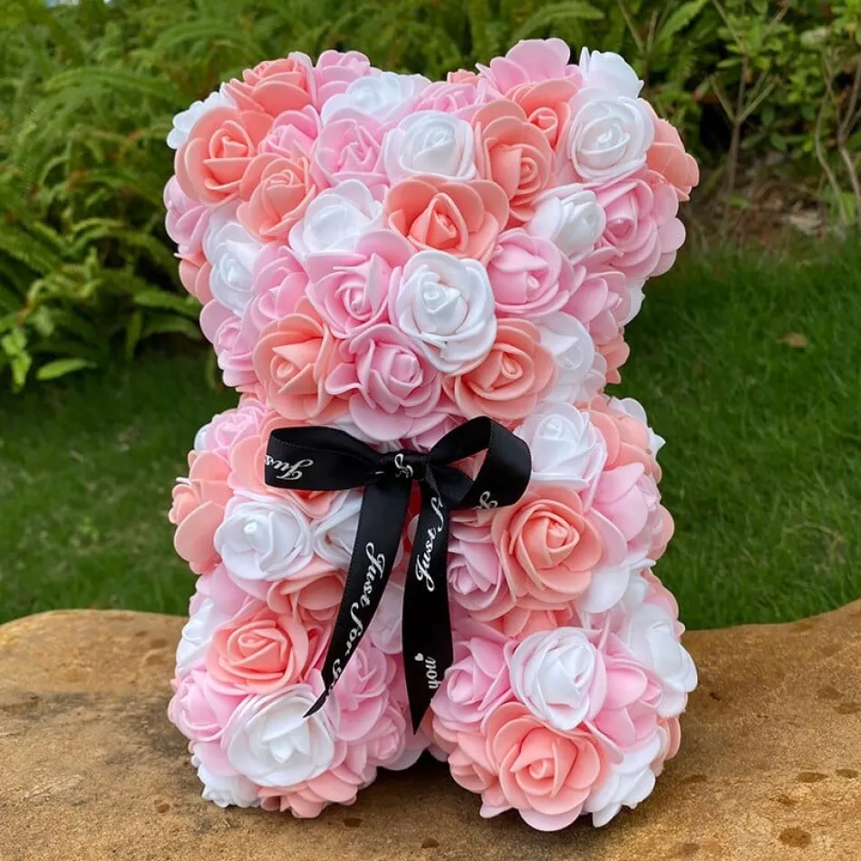 Best La compagnie de la peluche Peluche ourson en rose bicolore Saint-Valentin