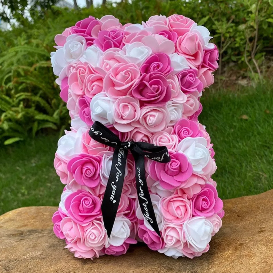 Best La compagnie de la peluche Peluche ourson en rose bicolore Saint-Valentin