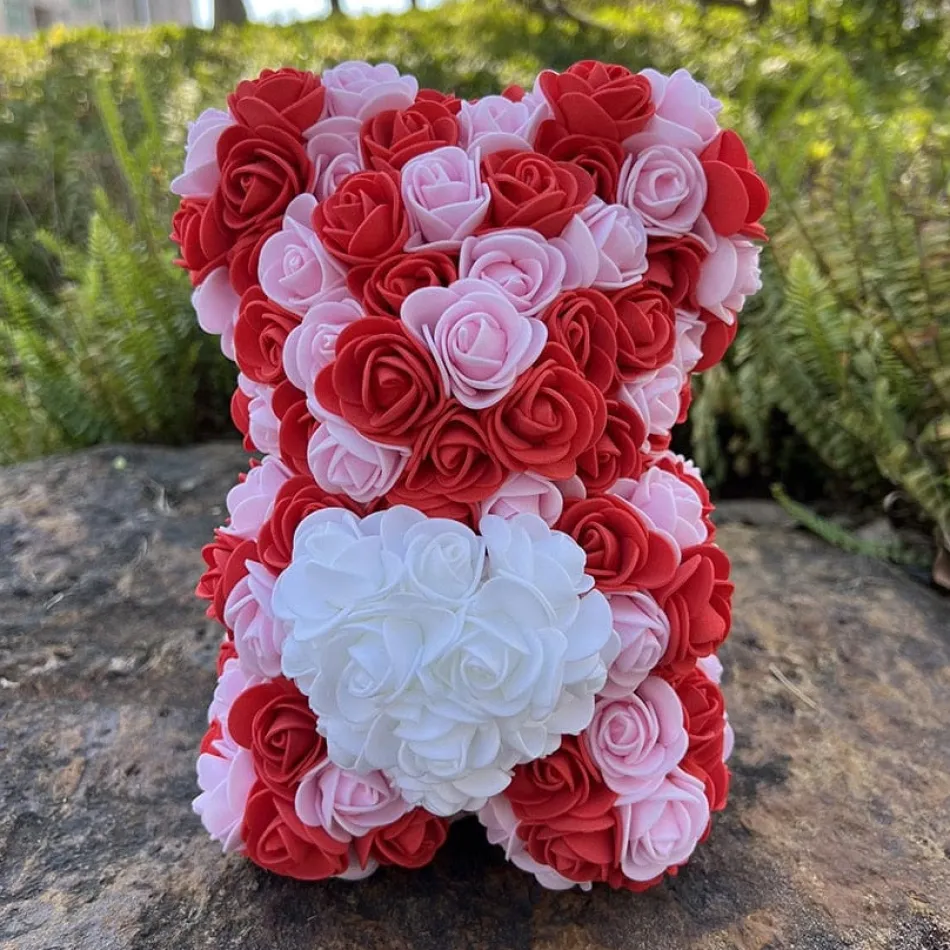 Best La compagnie de la peluche Peluche ourson en rose bicolore Saint-Valentin