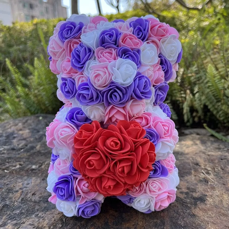 Best La compagnie de la peluche Peluche ourson en rose bicolore Saint-Valentin