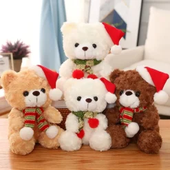 Discount La compagnie de la peluche Peluche ourson noël avec un bonnet rouge