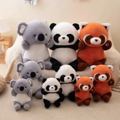 La compagnie de la peluche Peluche panda assise et joyeuse