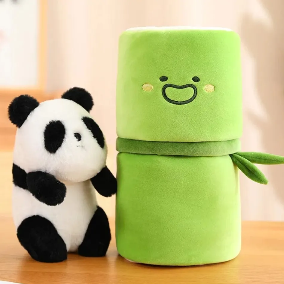 La compagnie de la peluche Peluche panda blanc avec son bambou