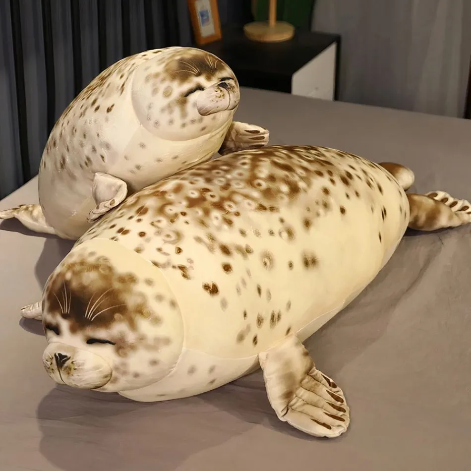 New La compagnie de la peluche Peluche phoque XXL réaliste douce hiver câlin déco