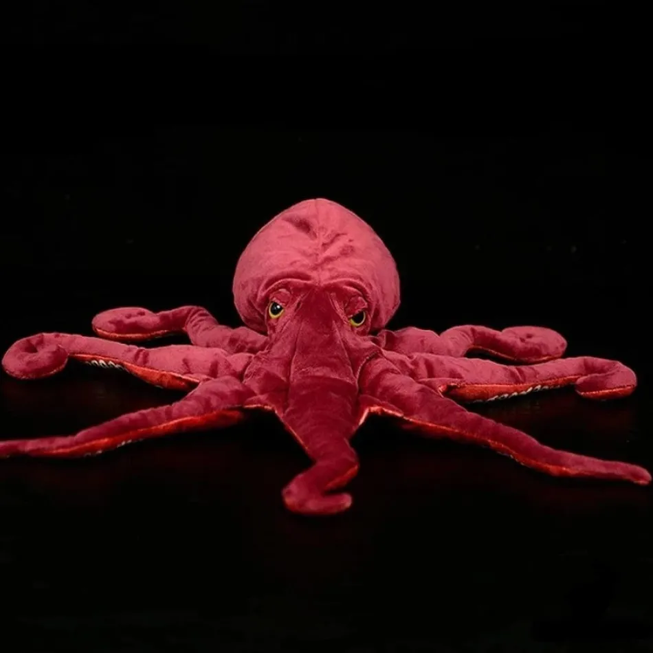 La compagnie de la peluche Peluche pieuvre rouge réaliste