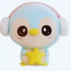 New La compagnie de la peluche Peluche pingouin bleu clair doux hiver cache oreilles