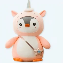 Sale La compagnie de la peluche Peluche pingouin licorne rose moelleuse amusante enfant