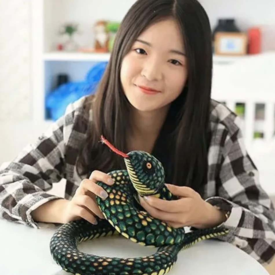 Sale La compagnie de la peluche Peluche python vert doux jungle serpent réaliste peluche