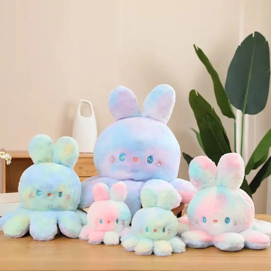 Clearance La compagnie de la peluche Peluche réversible aux grandes oreilles douce et coloré