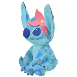 Discount La compagnie de la peluche Peluche Stitch bleu clair avec une fleur rose
