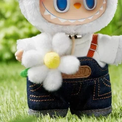 Discount La compagnie de la peluche Peluche type Labubu blanc jardinier en salopette